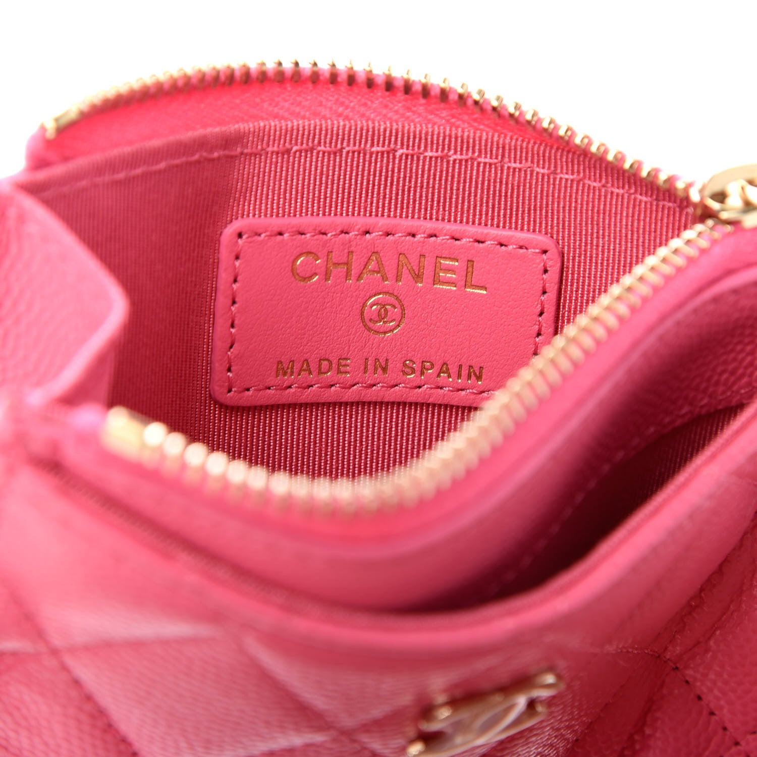 Chanel Caviar Quilted CC Zip Card Holder Pink 6 of 7