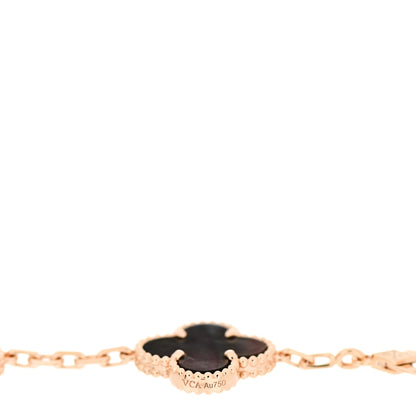 Van Cleef & Arpels 18K Rose Gold Diamond Gray Mother of Pearl 5 Motifs Vintage Alhambra Bracelet 3 of 5