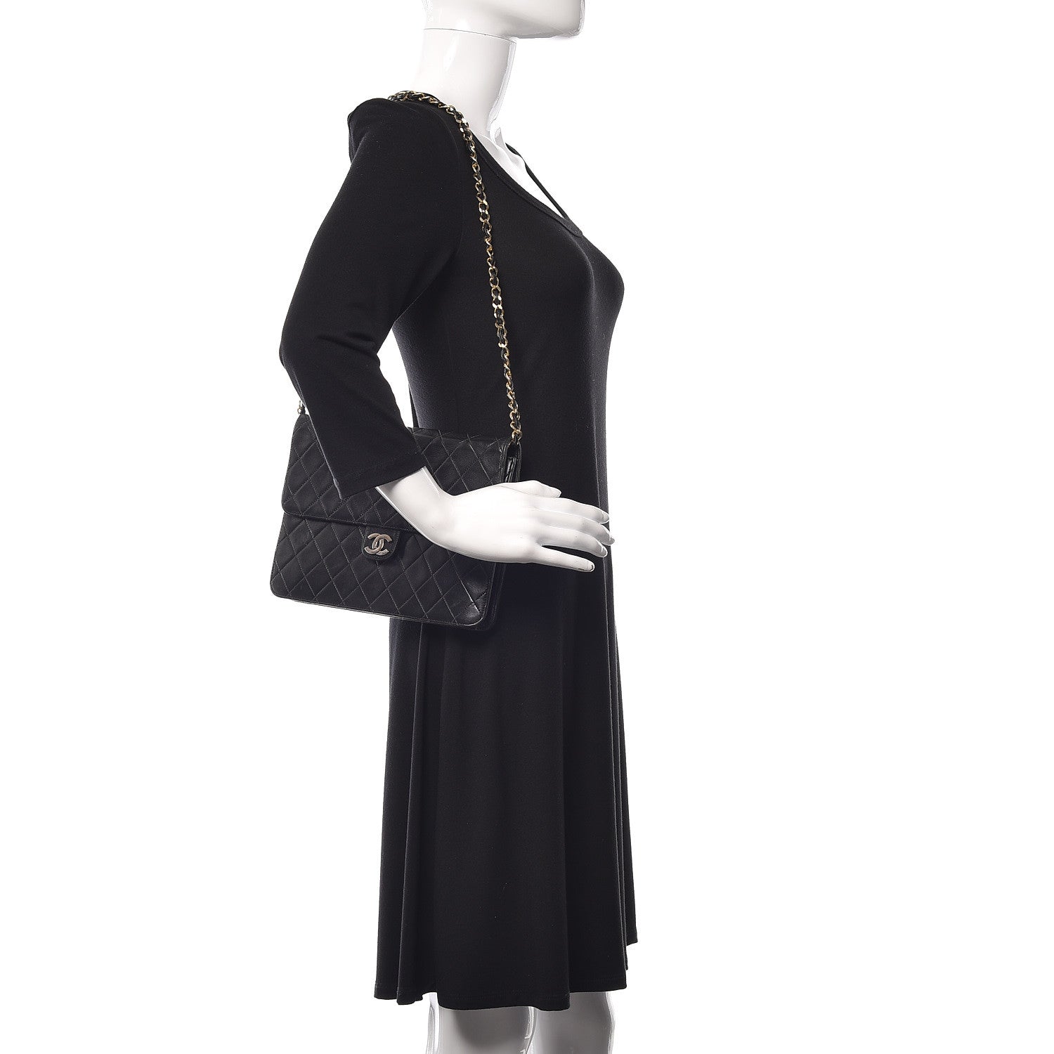 Chanel Lambskin Quilted Medium Single Flap Black 2 of 21