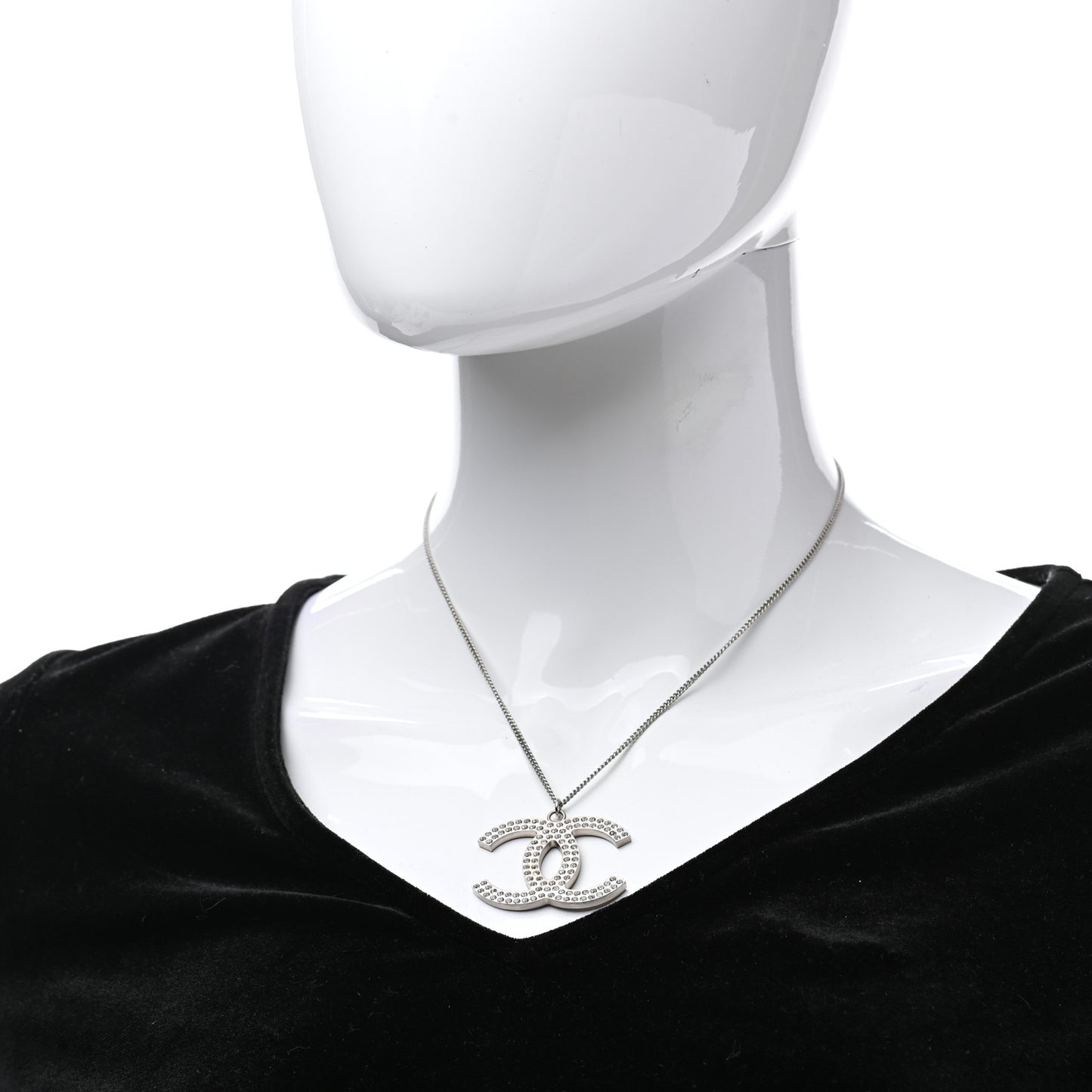 Crystal Large CC Necklace Silver
