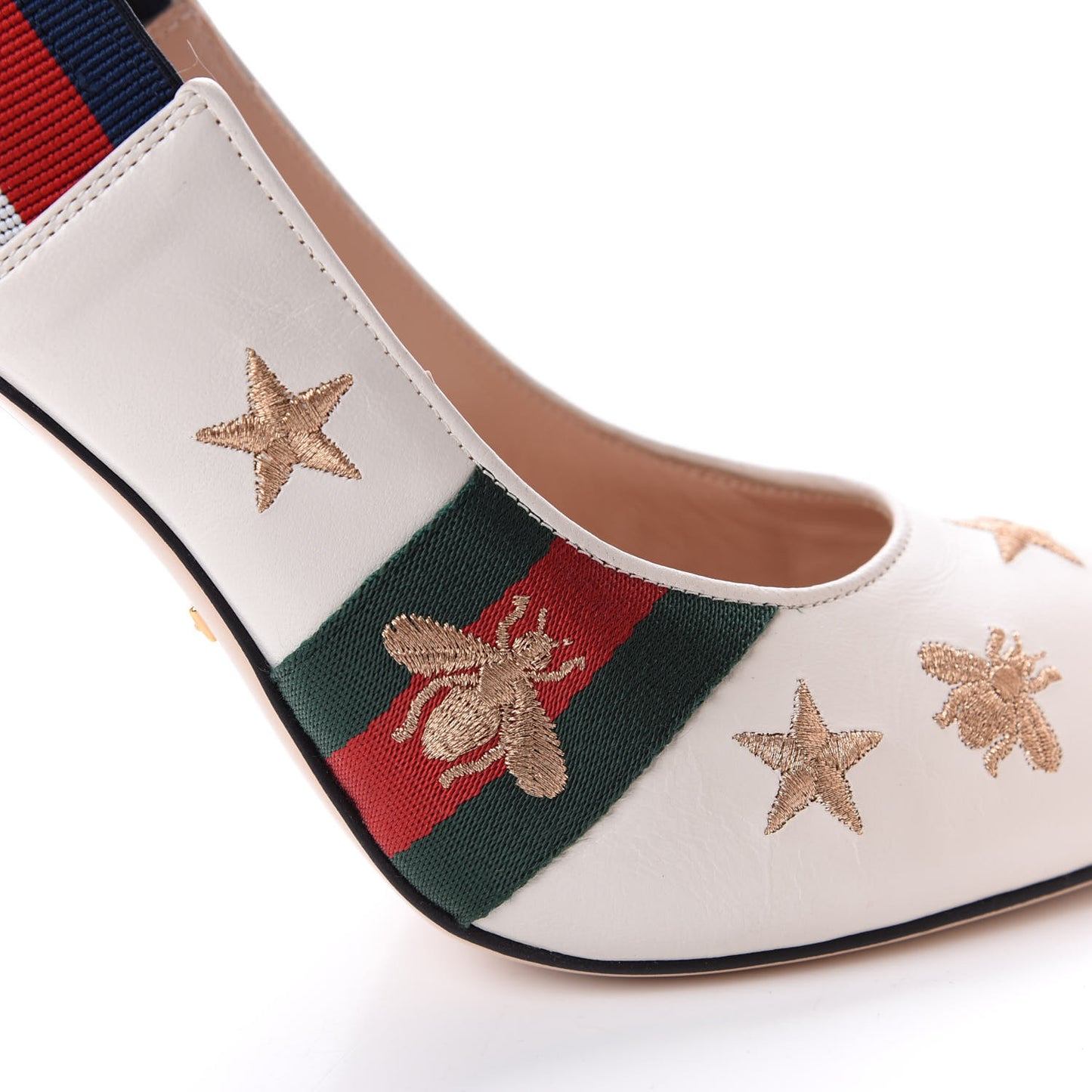 Malaga Kid Web Bee Star Embroidered Sylvie High Heel Slingback Pumps 40 White