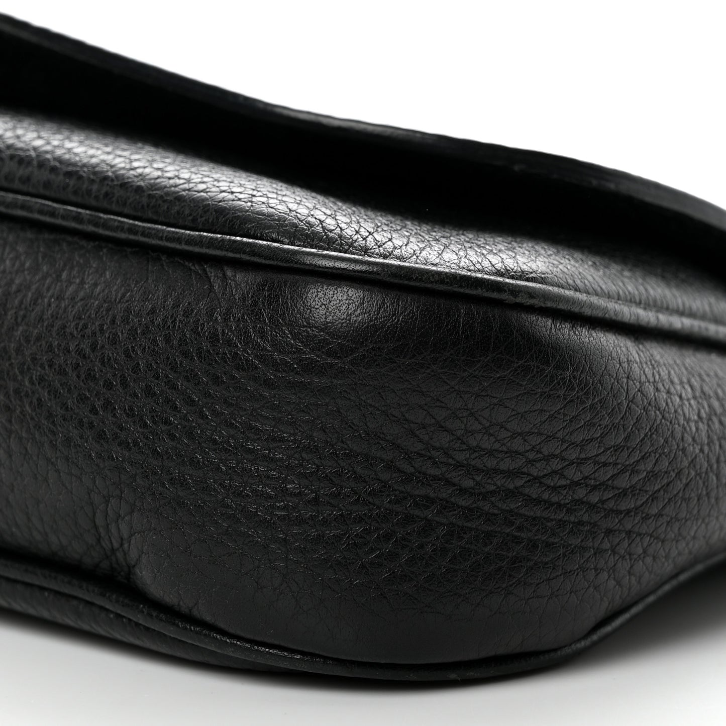 Pebbled Calfskin Medium Soho Flap Crossbody Black