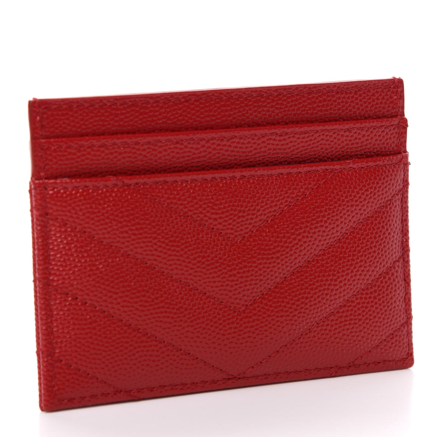 Grain De Poudre Matelasse Chevron Monogram Credit Card Case New Red