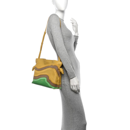 Loewe Nappa Calfskin Suede Medium Flamenco Surplus Knot Clutch Apple Green Pale Yellow 2 of 10