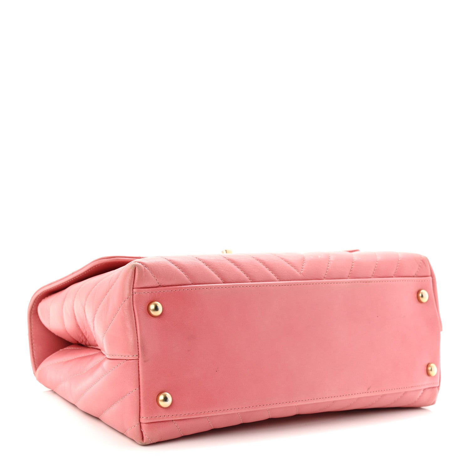 Chanel Calfskin Lizard Chevron Quilted Small Coco Handle Flap Pink 4 of 13