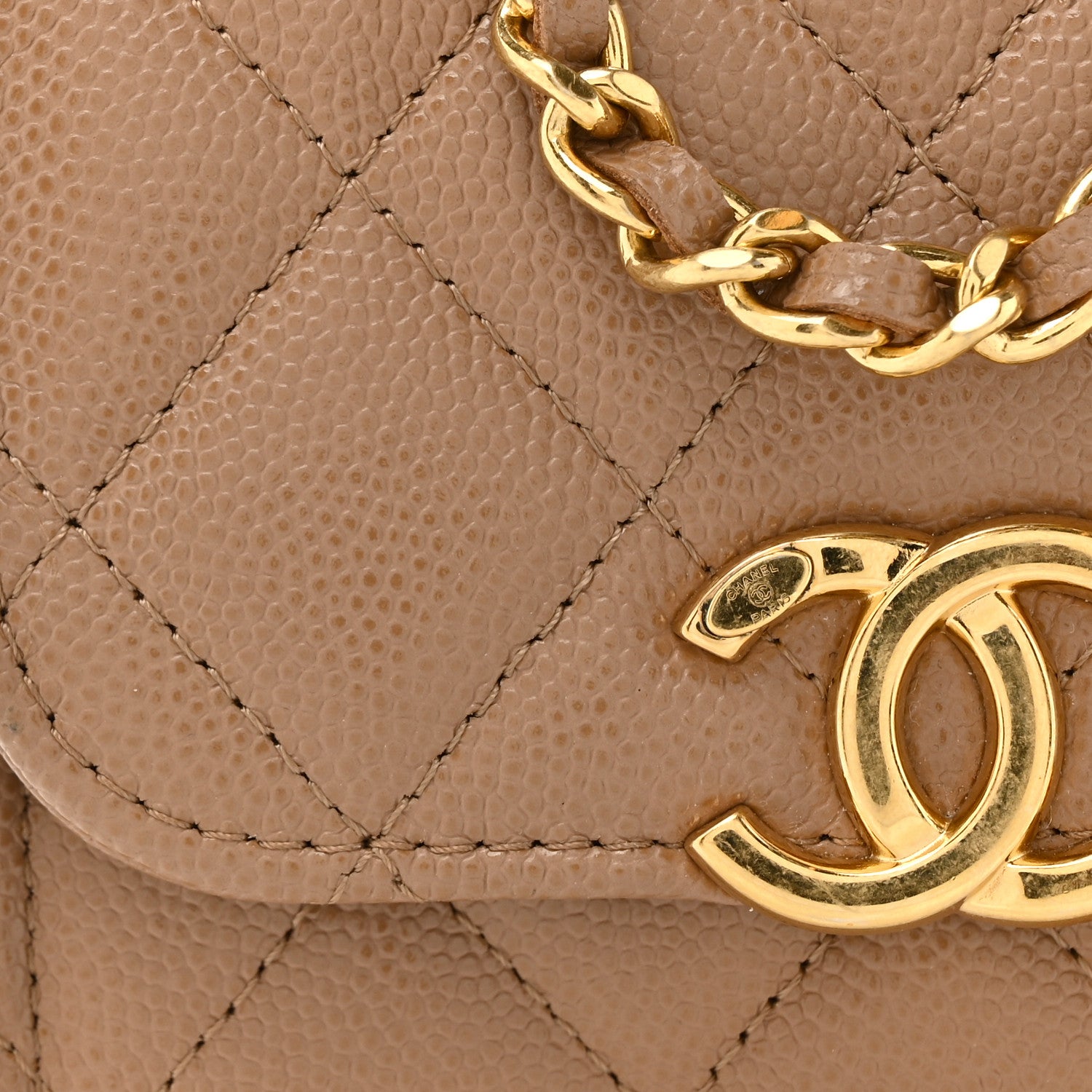 Chanel Caviar Quilted Coco First Clutch With Chain Beige 9 of 12