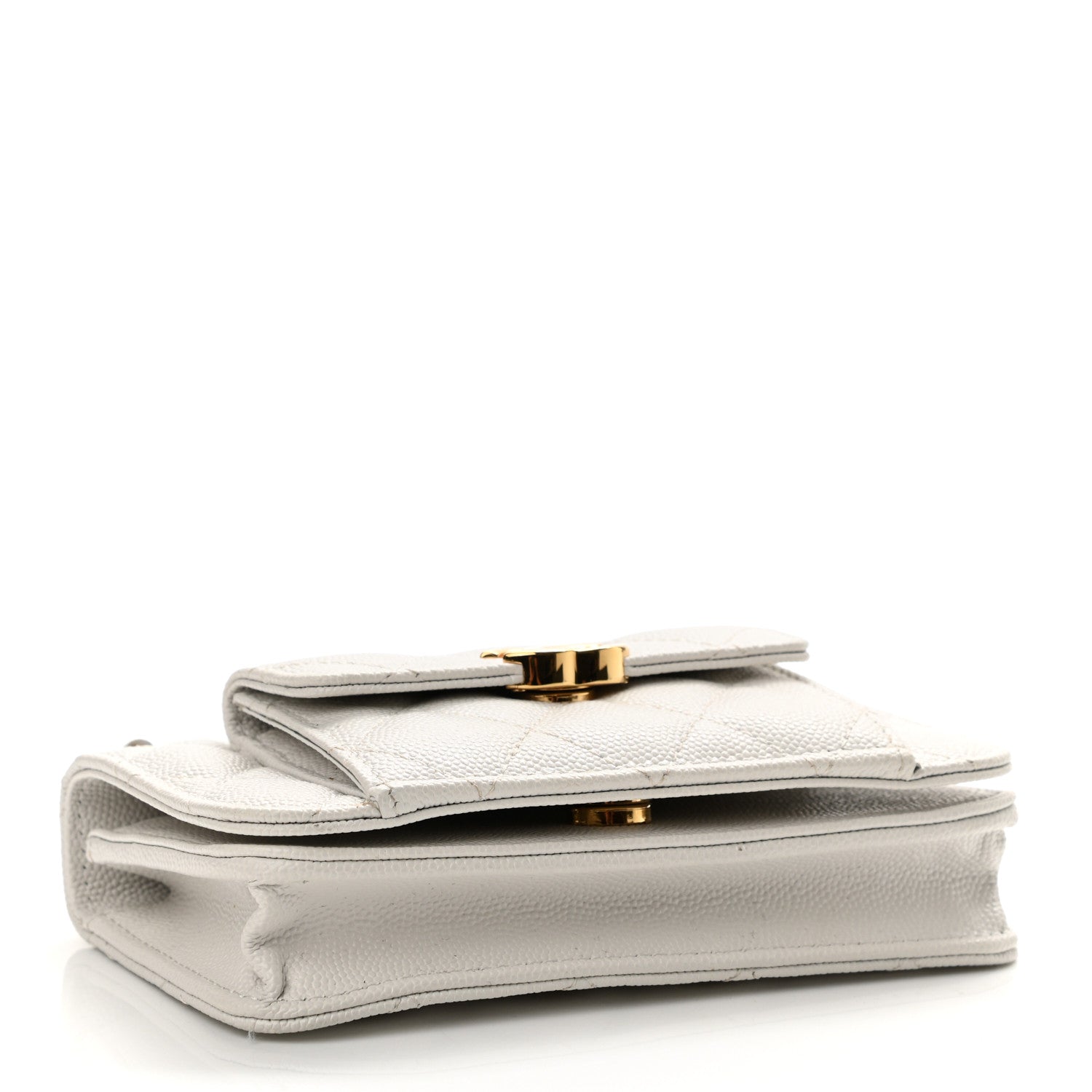 Chanel Caviar Quilted Pocket Twins Clutch With Chain White 4 of 14