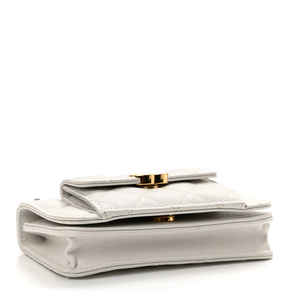 Chanel Caviar Quilted Pocket Twins Clutch With Chain White 4 of 14