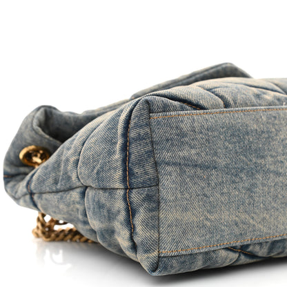 Saint Laurent Denim Quilted Small Loulou Puffer Monogram Chain Satchel Blue Cinnamon 9 of 10