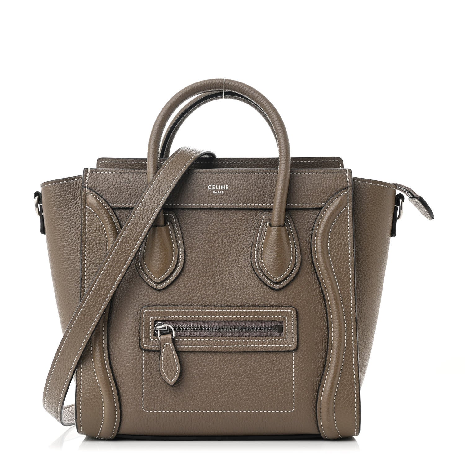 Celine Drummed Calfskin Nano Luggage Souris 1 of 12