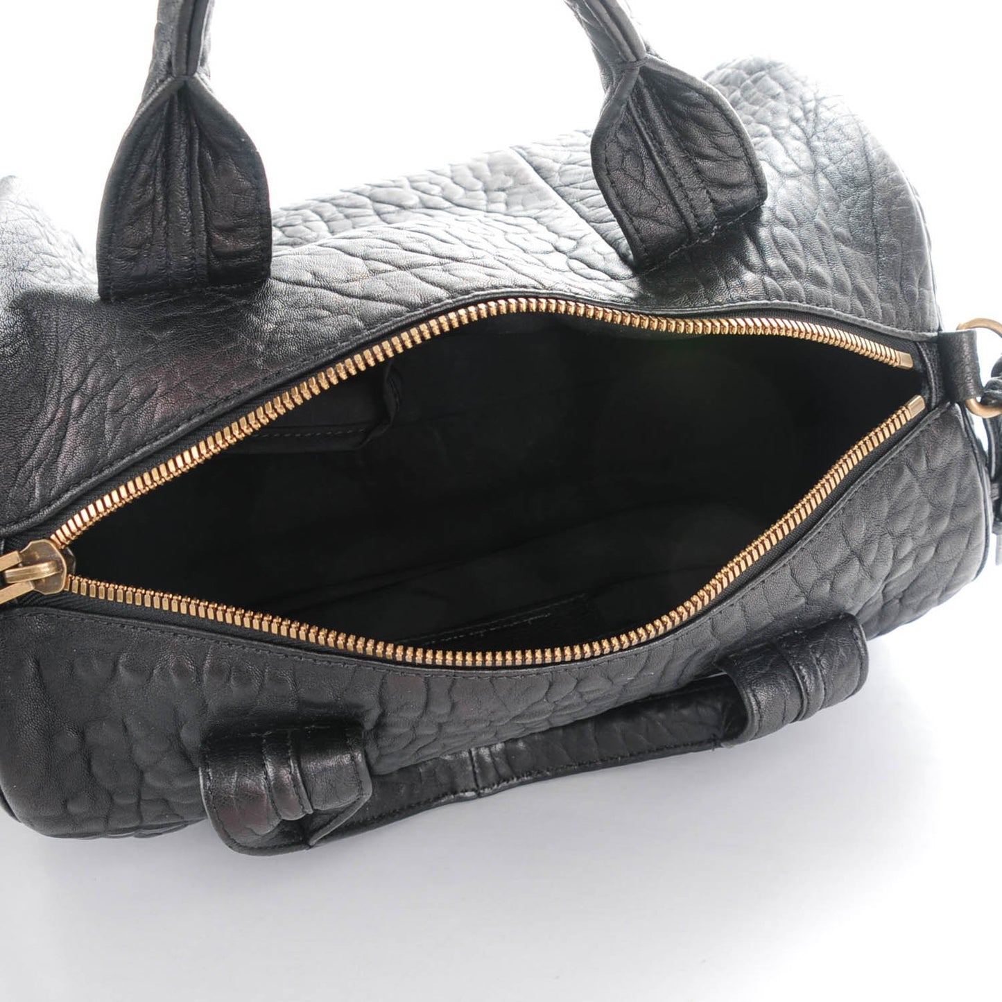 Pebbled Lambskin Rocco Black Antique Brass Hardware