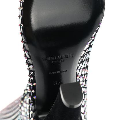 Saint Laurent Mesh Crystal 68 Knee High Boots 37 Black 6 of 7