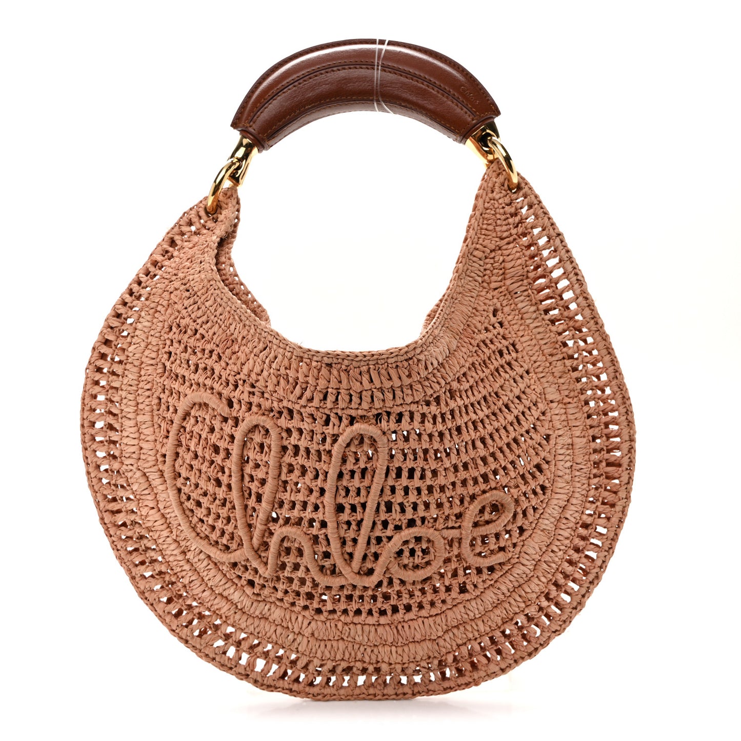 Raffia Calfskin Summer Banana Hobo Summery Beige