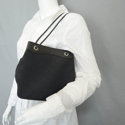 Gucci Canvas Monogram Woven Handle Tote Black 2 of 9