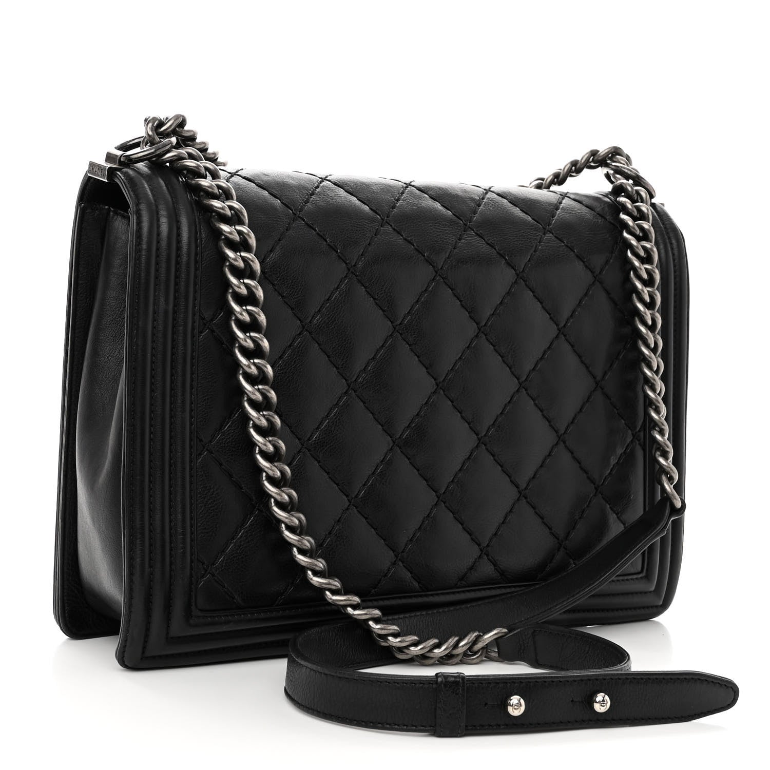 Chanel Calfskin Double Stitch Large Boy Flap Black 3 of 10