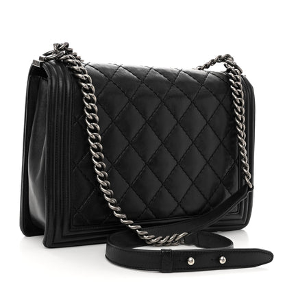 Chanel Calfskin Double Stitch Large Boy Flap Black 3 of 10