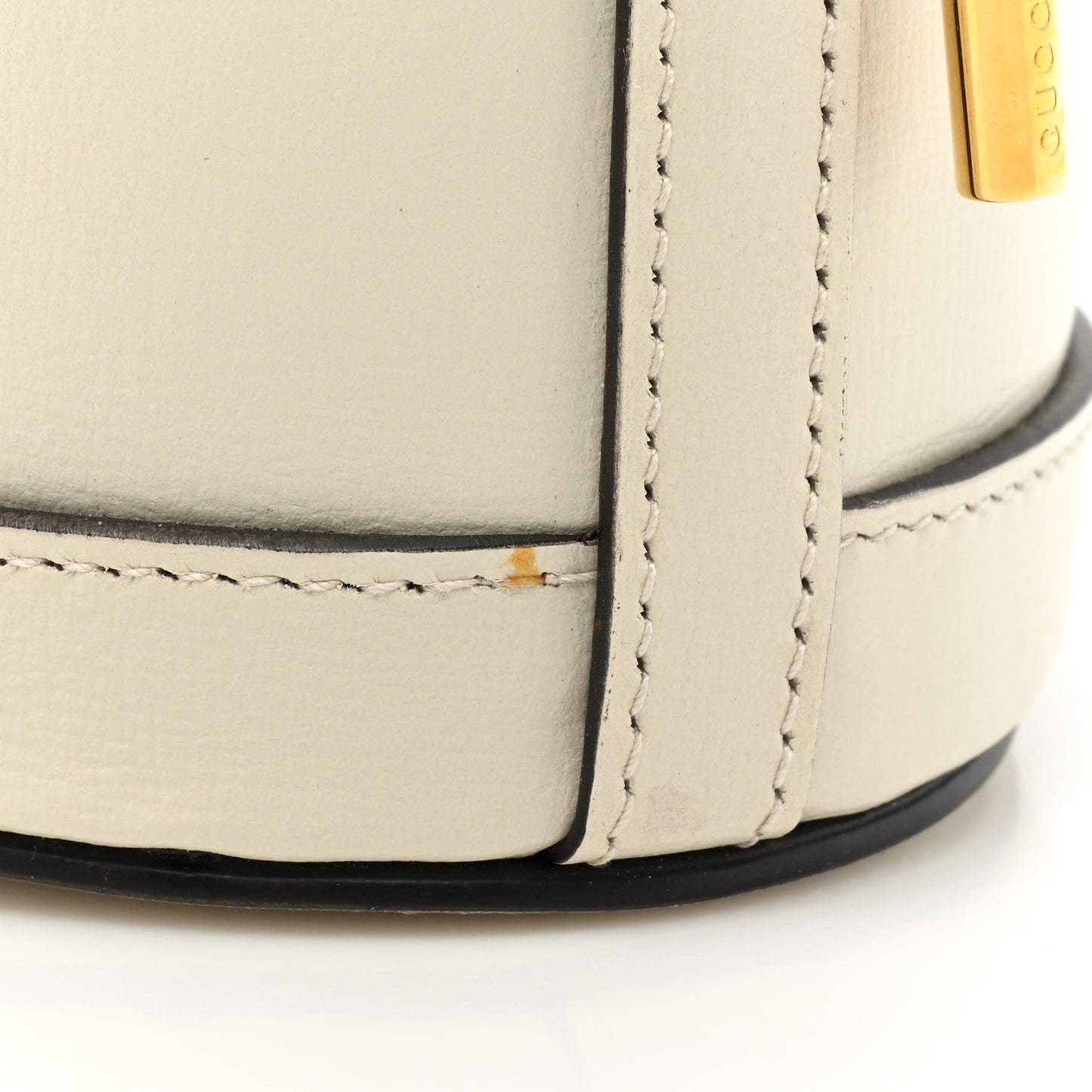 Azalea Sakai Calfskin Horsebit 1955 Drawstring Bucket Bag Mystic White