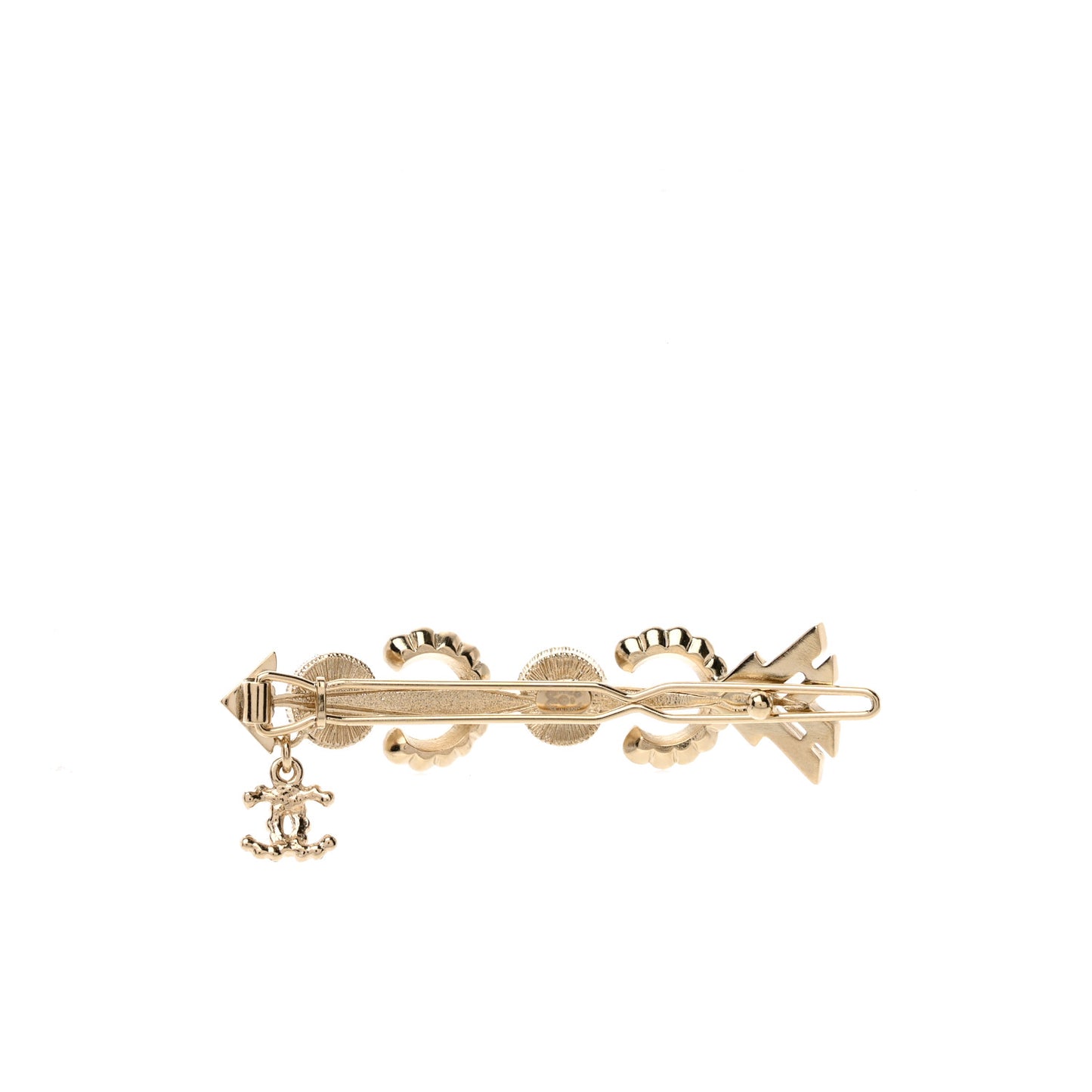 Pearl Crystal Queen of France Brooch Barrette Gold