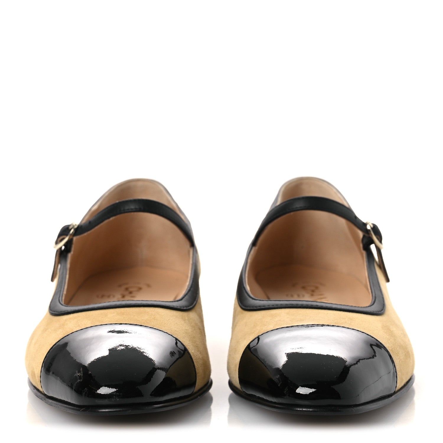 Chanel Suede Kidskin Lambskin Patent Calfskin Cap Toe CC Mary Jane Flats 39 Beige Black 3 of 11
