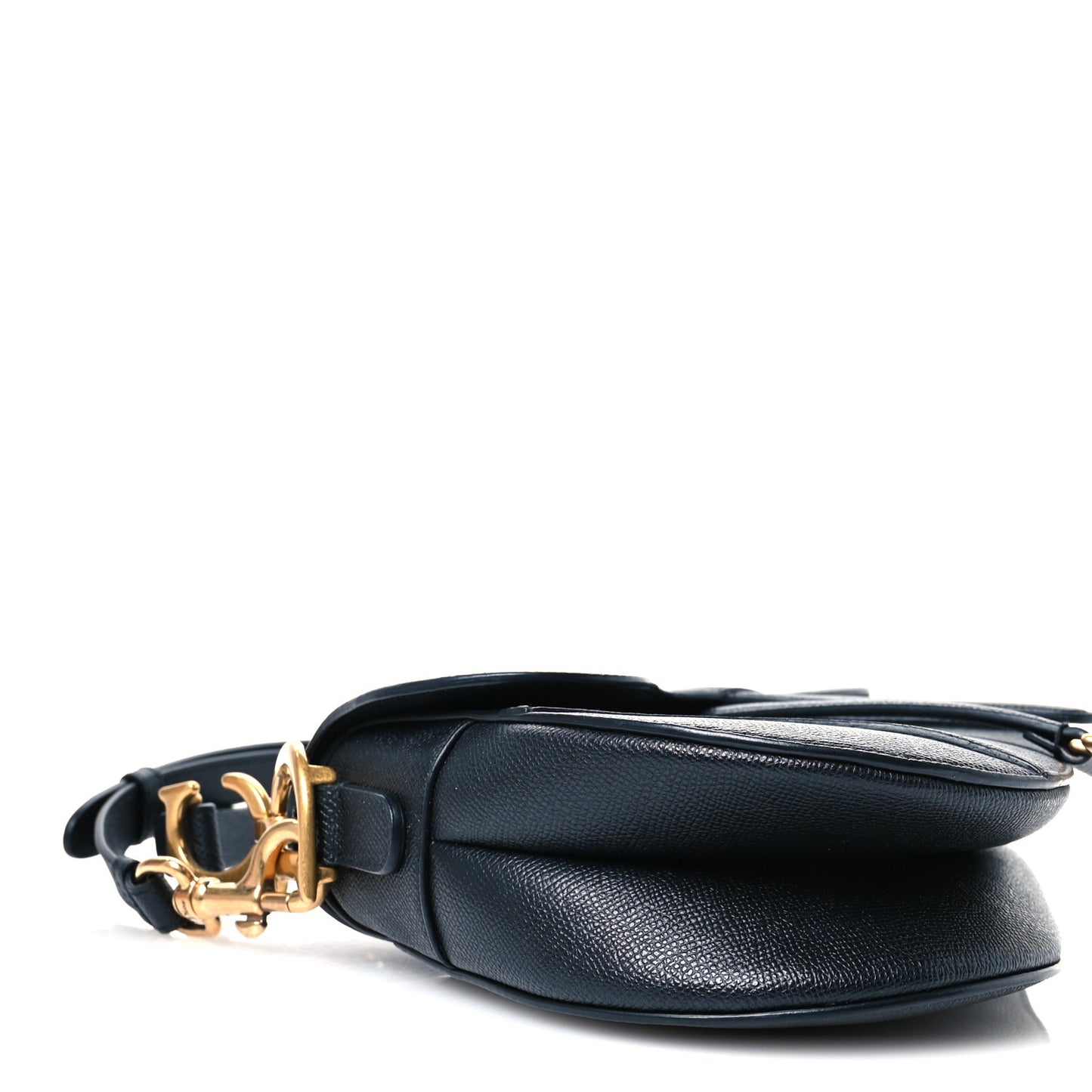 Grained Calfskin Saddle Bag With Strap Black