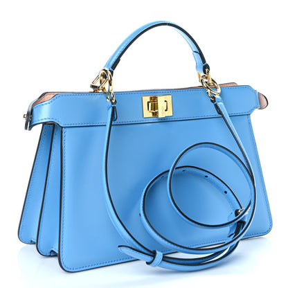 Fendi Vitello King Luxor Shiny Nappa Medium Peekaboo I SEE U East West Satchel Cyber Blue Light Rose 2 of 8
