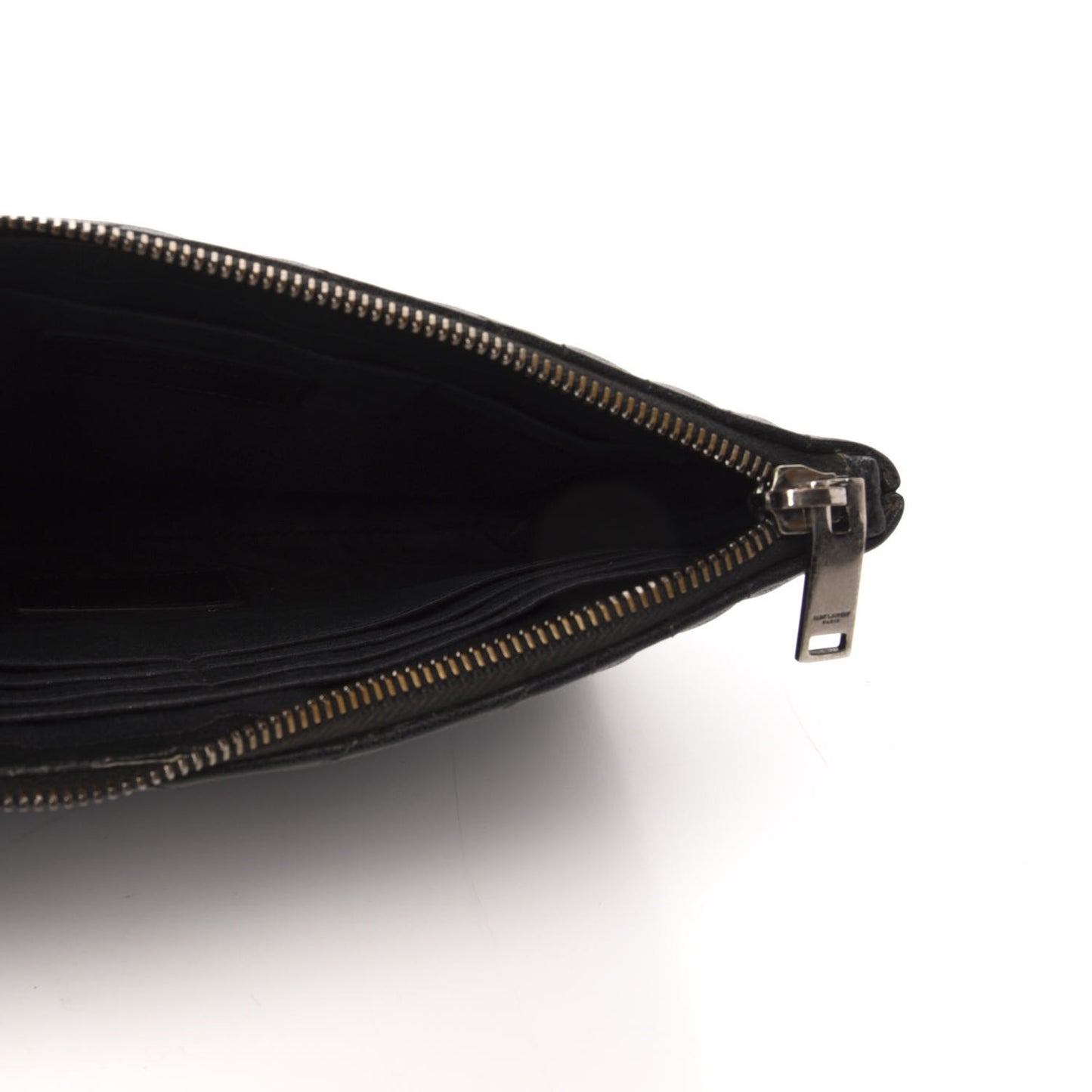 Calfskin Matelasse Chevron Monogram Wristlet Black