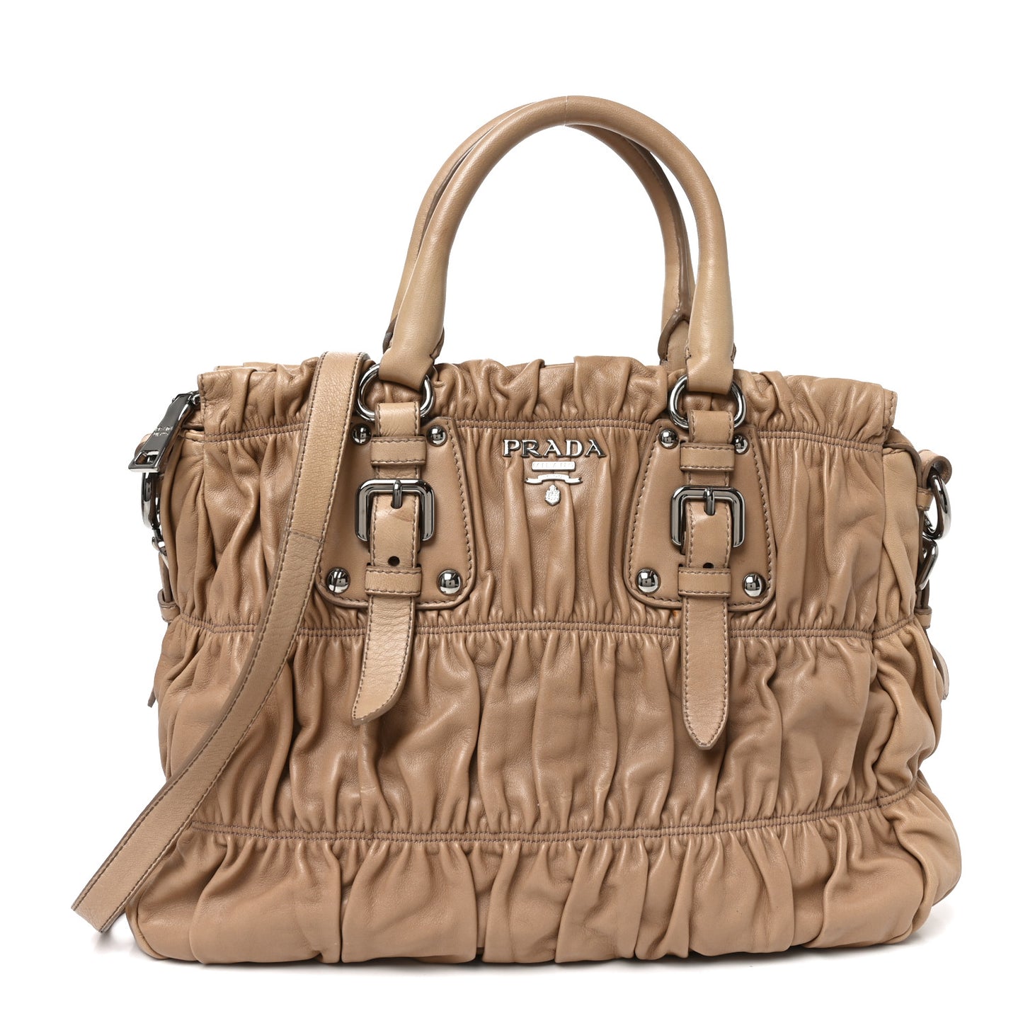 Nappa Gaufre Shopping Satchel Visone