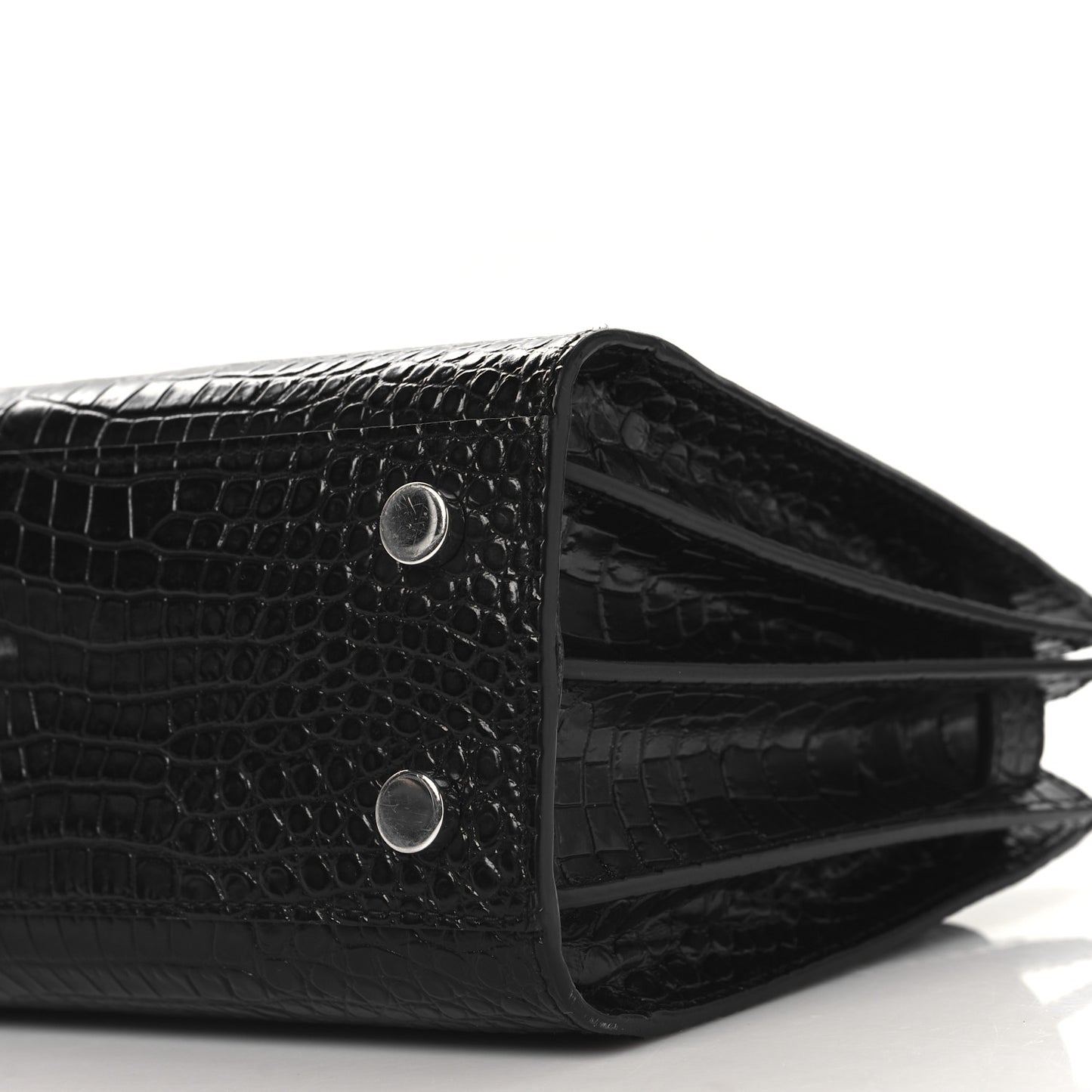 Calfskin Crocodile Embossed Nano Sac De Jour Black