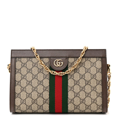 Gucci GG Supreme Monogram Web Small Ophidia Chain Shoulder Bag Brown 1 of 15
