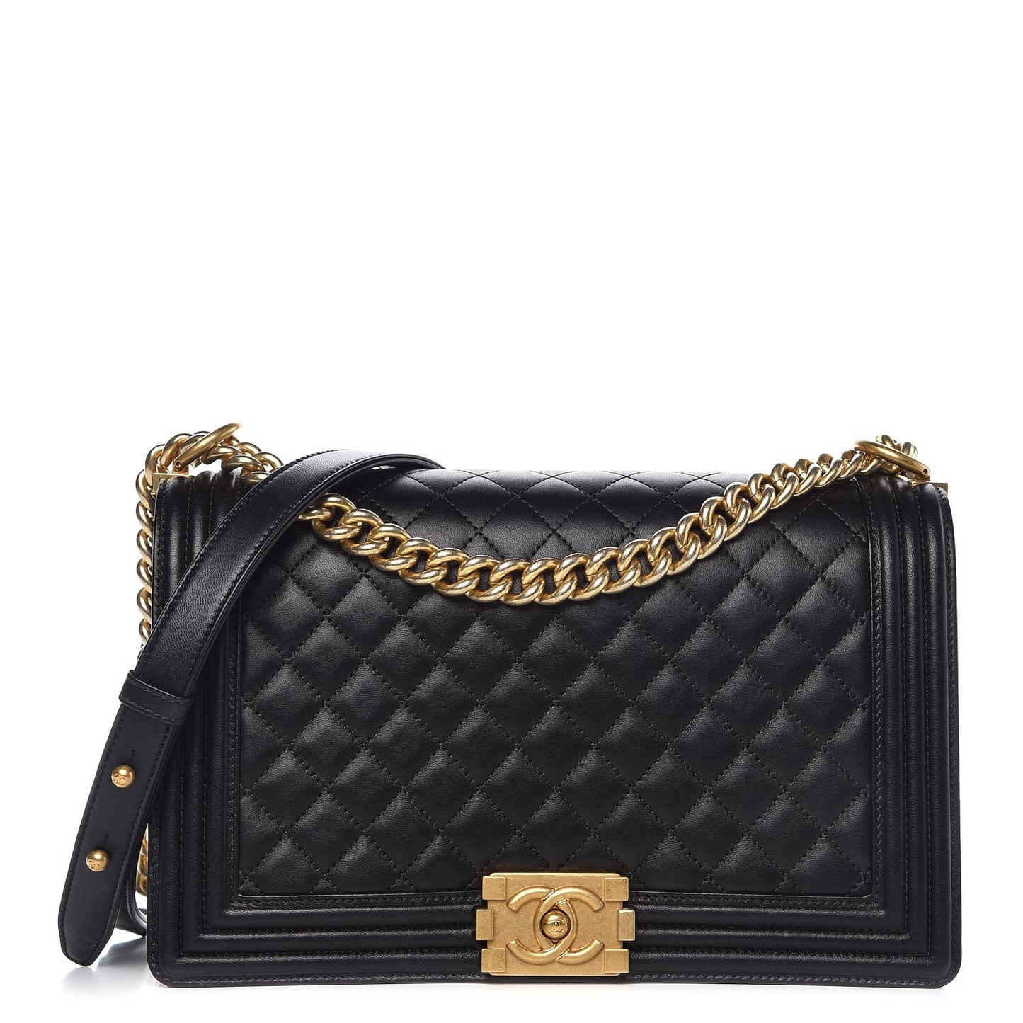 Lambskin Quilted New Medium Boy Flap Black