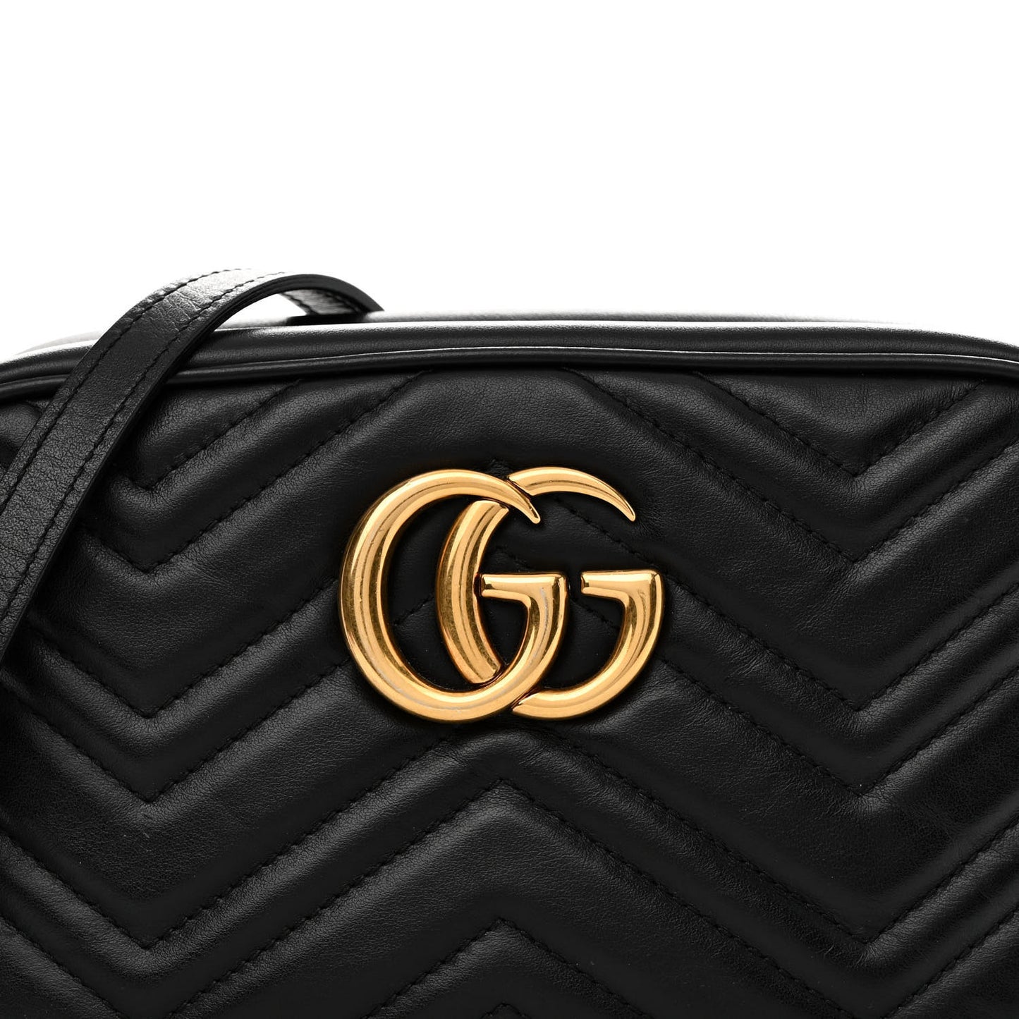 Calfskin Matelasse Small GG Marmont Chain Shoulder Bag Black