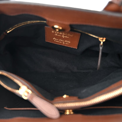 Burberry Grainy Calfskin House Check Medium Banner Tote Tan 5 of 14
