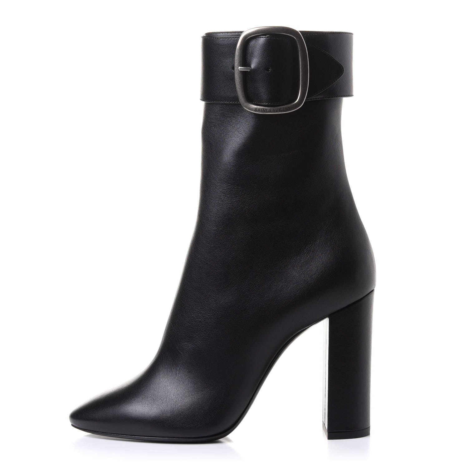 Saint Laurent Calfskin Joplin Buckle Booties 39.5 Black 1 of 9