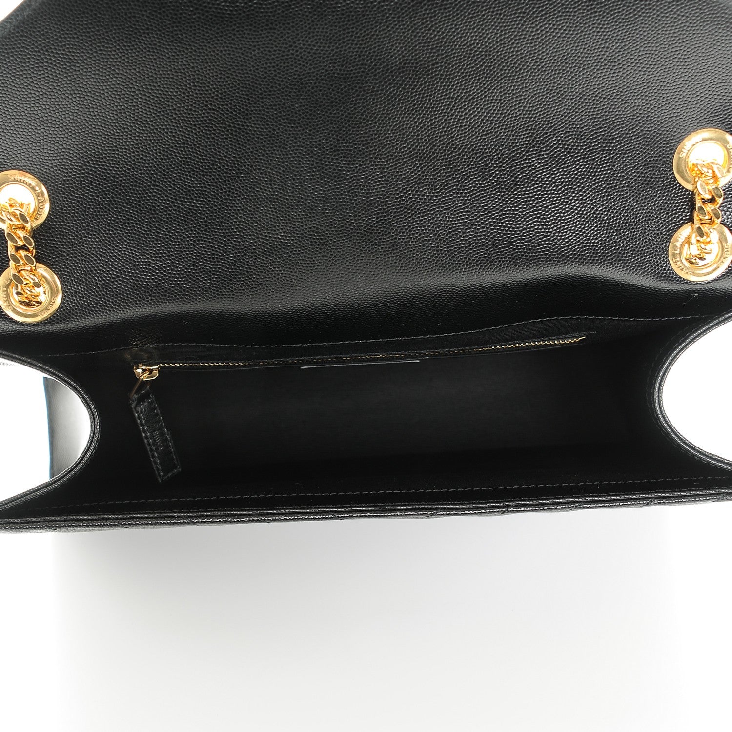 Saint Laurent Grain De Poudre Matelasse Chevron Large Monogram Satchel Black 5 of 6