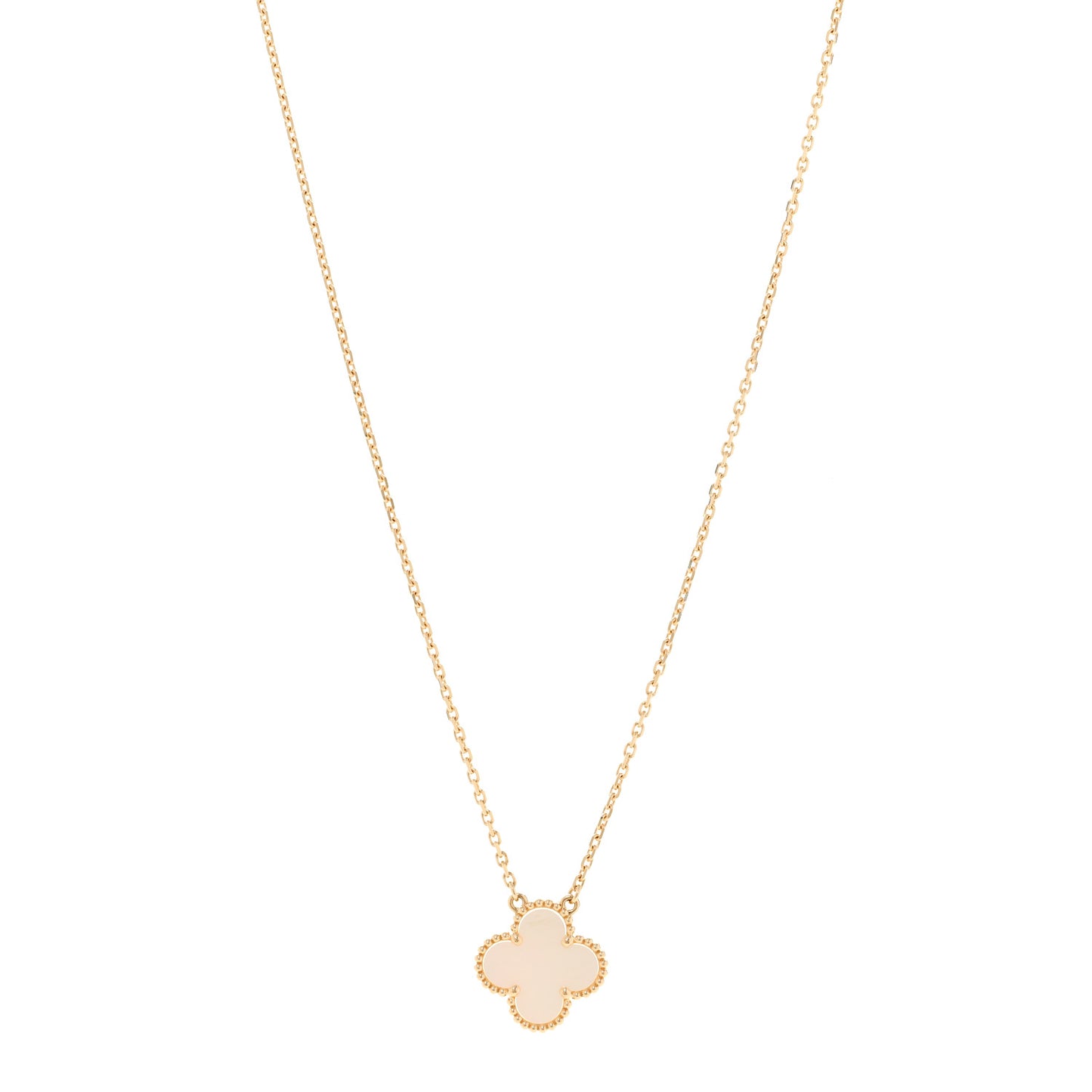 18K Yellow Gold Mother of Pearl Vintage Alhambra Pendant Necklace