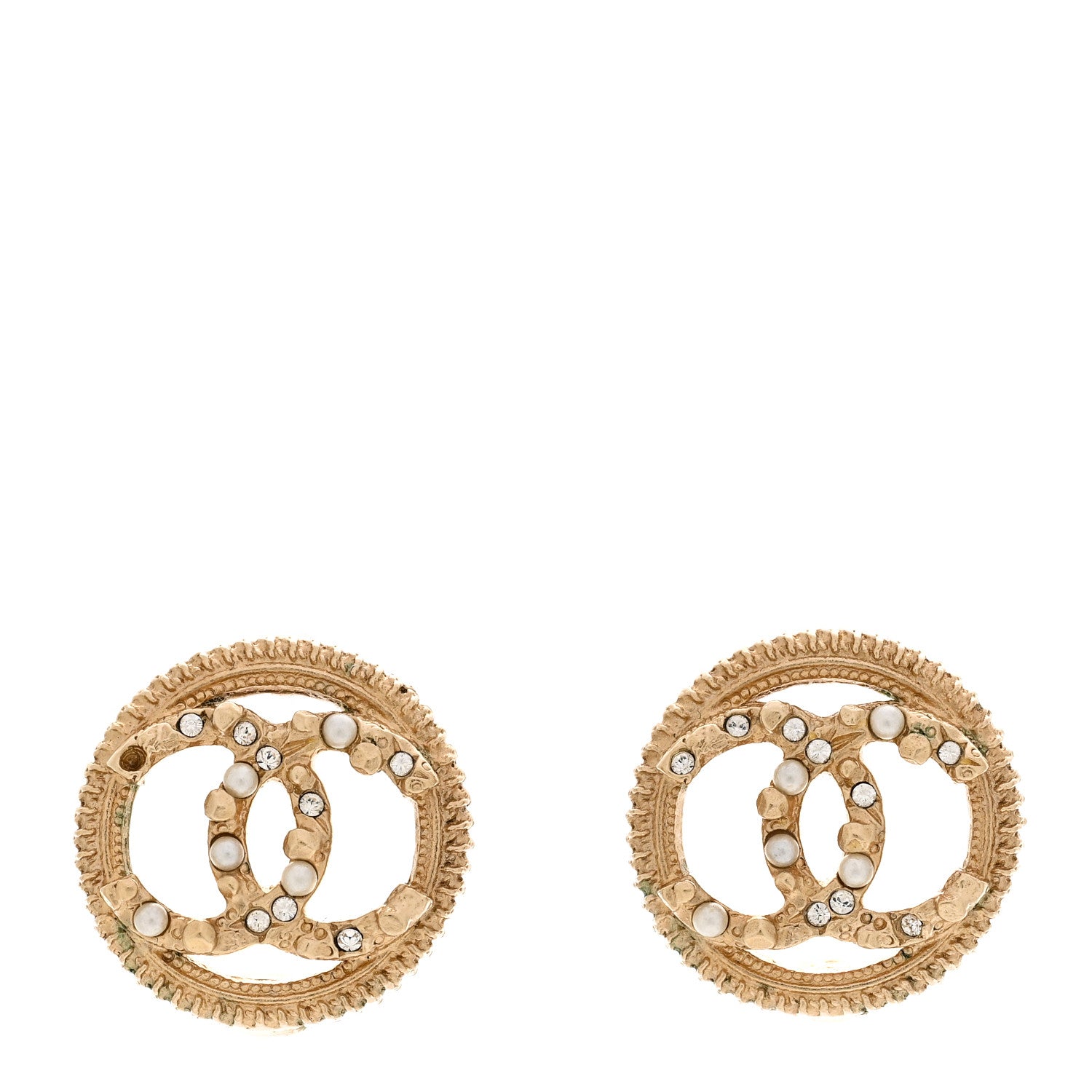 Chanel Pearl CC Round Earrings Gold 1 of 6