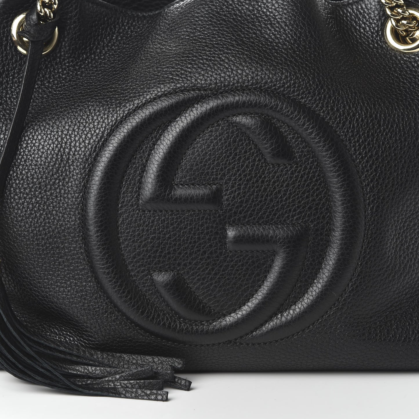 Pebbled Calfskin Medium Soho Chain Shoulder Bag Black
