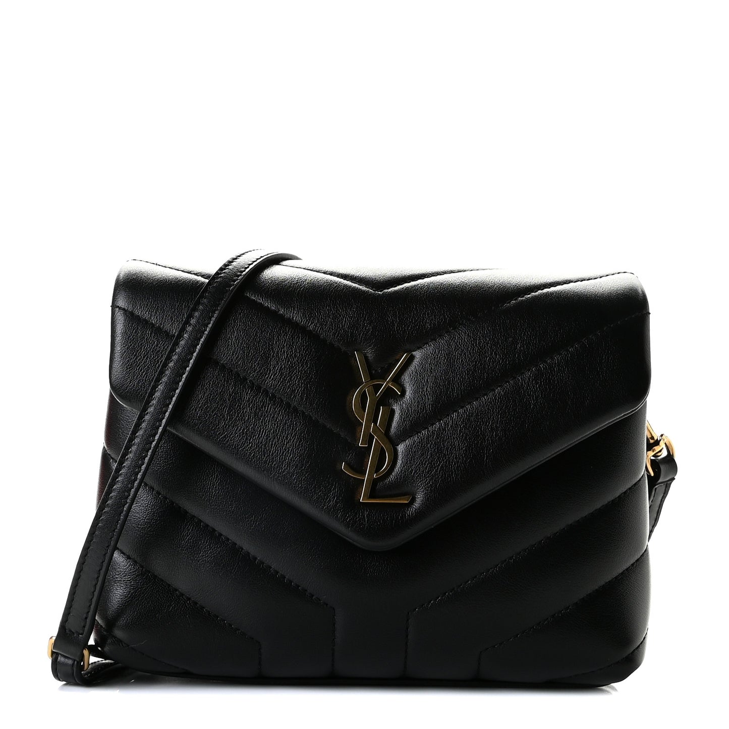 Calfskin Y Quilted Monogram Toy Loulou Crossbody Bag Black