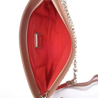Christian Louboutin Calfskin Studded Loubiposh Chain Clutch Nude 5 of 7