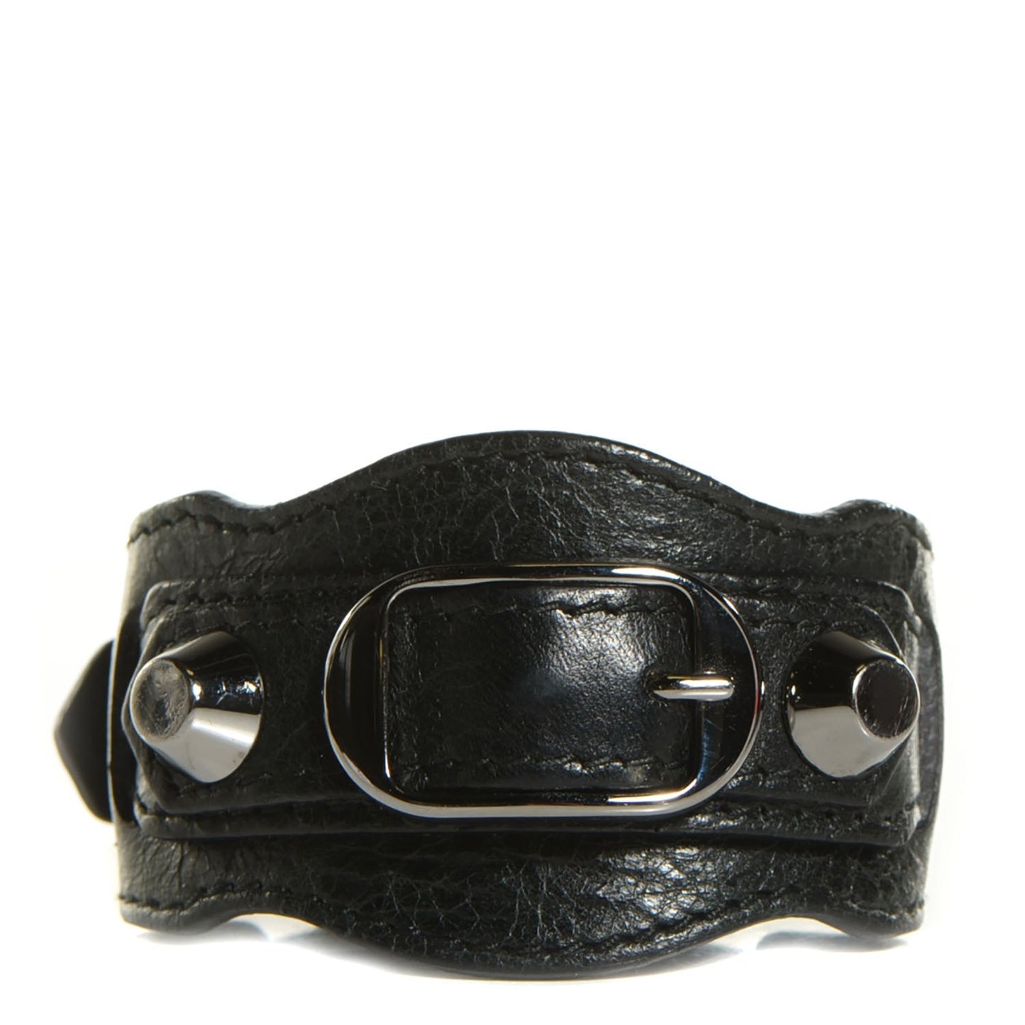 Agneau Arena Silver Hardware Bracelet Black