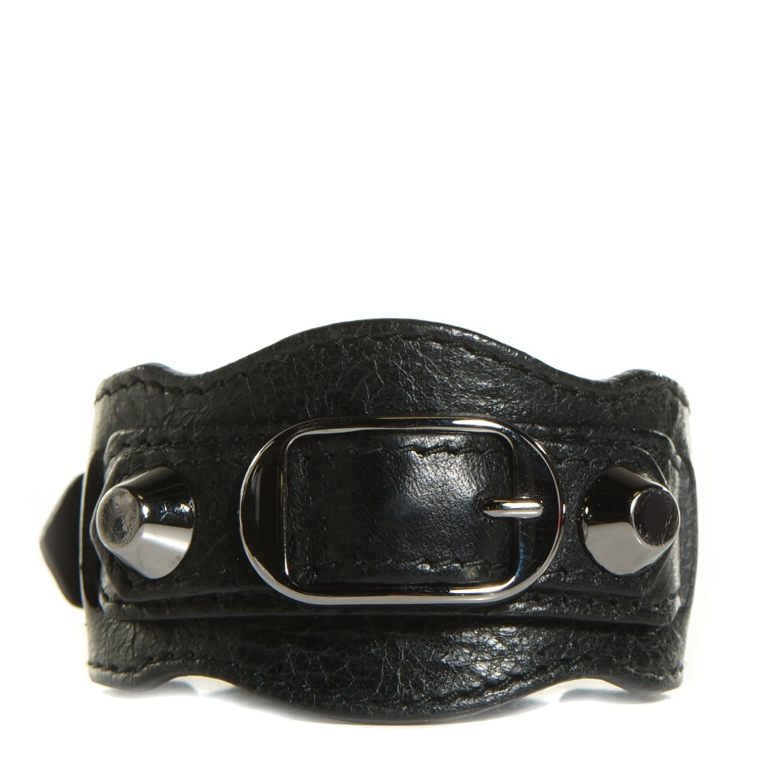 Balenciaga Agneau Arena Silver Hardware Bracelet Black 1 of 6