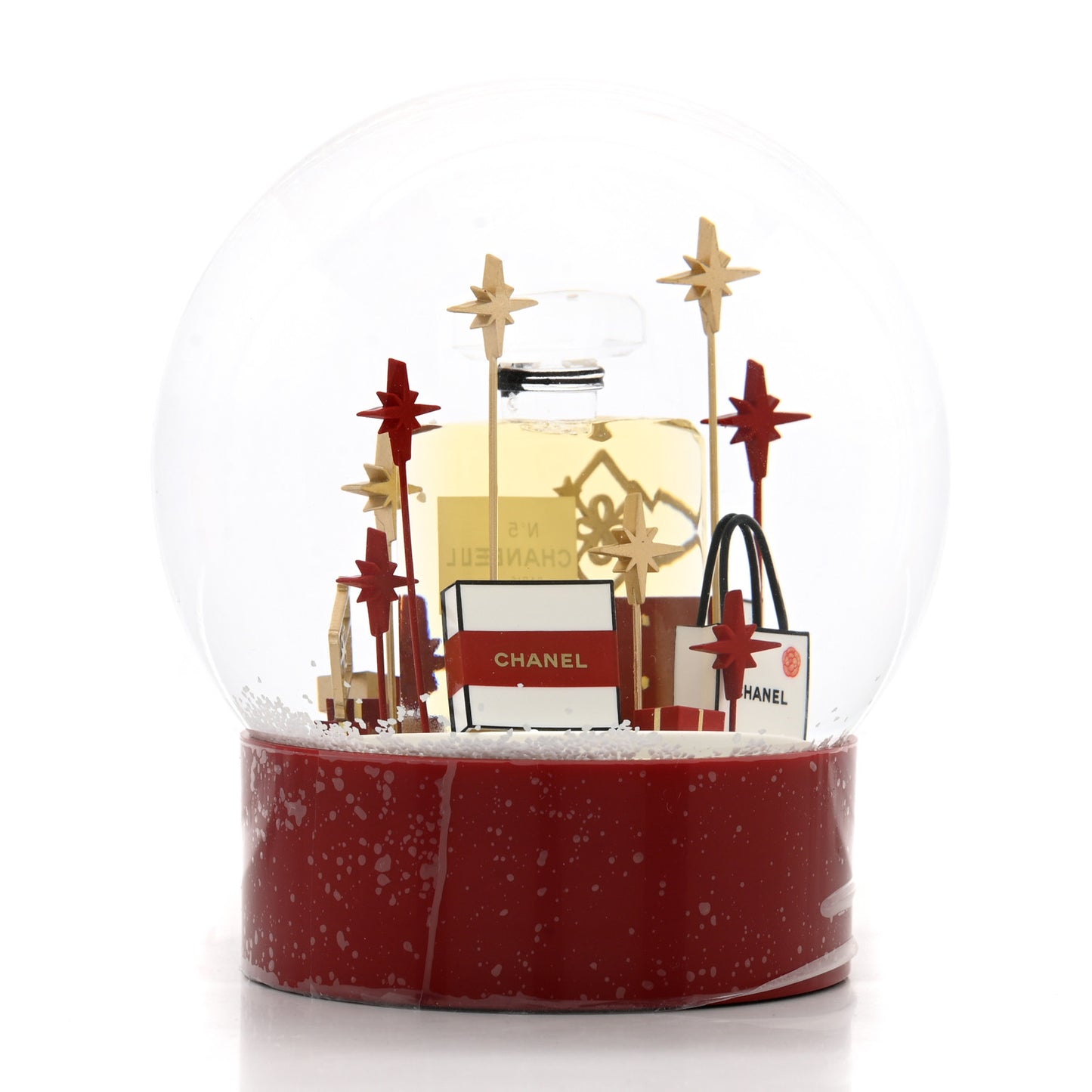 Glass N&deg;5 Perfume Bottle Snow Globe Red