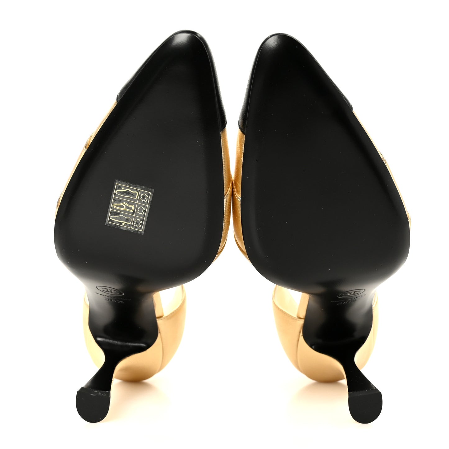 Laminated Lambskin Cap Toe Pumps 38.5 Gold Black