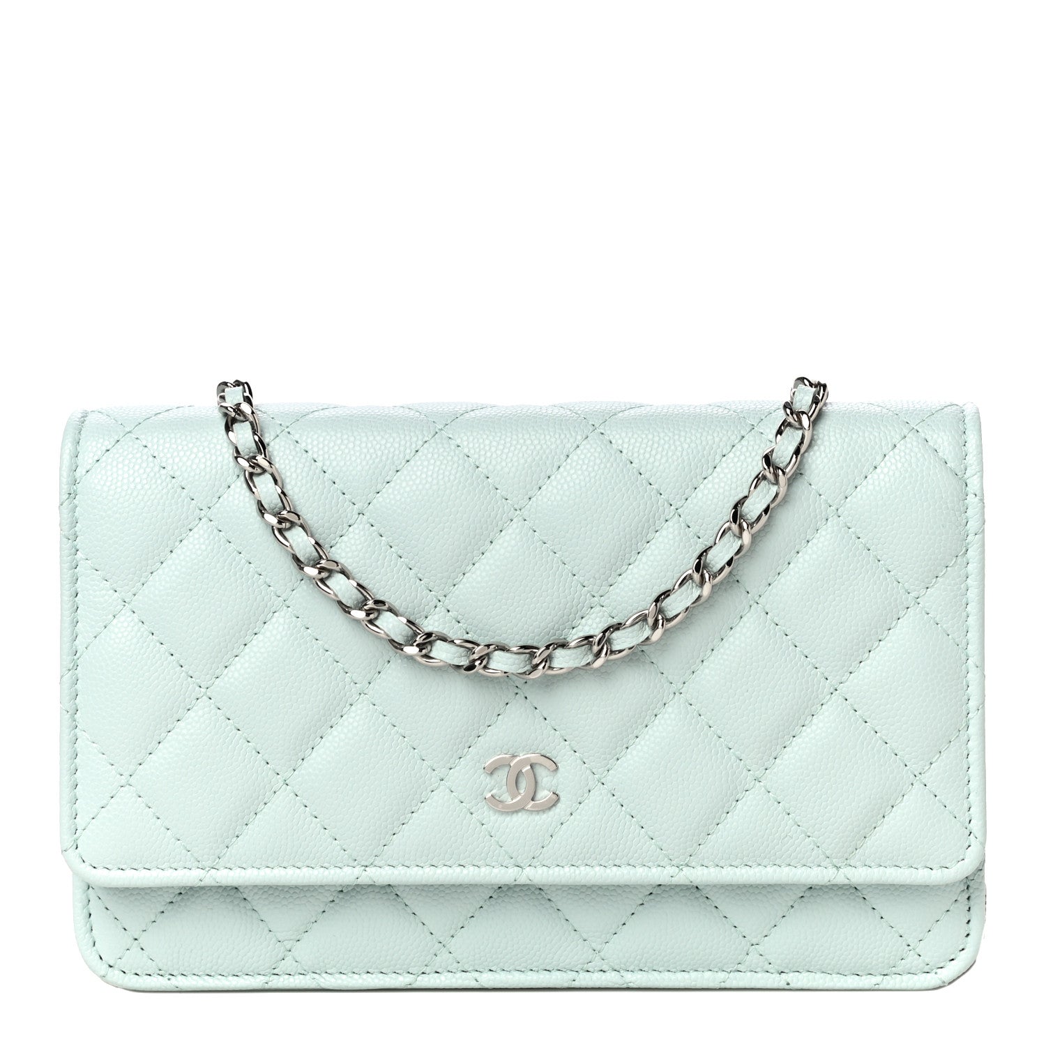 Chanel Caviar Quilted Wallet On Chain WOC Light Blue 1 of 12