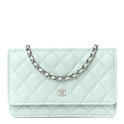 Chanel Caviar Quilted Wallet On Chain WOC Light Blue 1 of 12