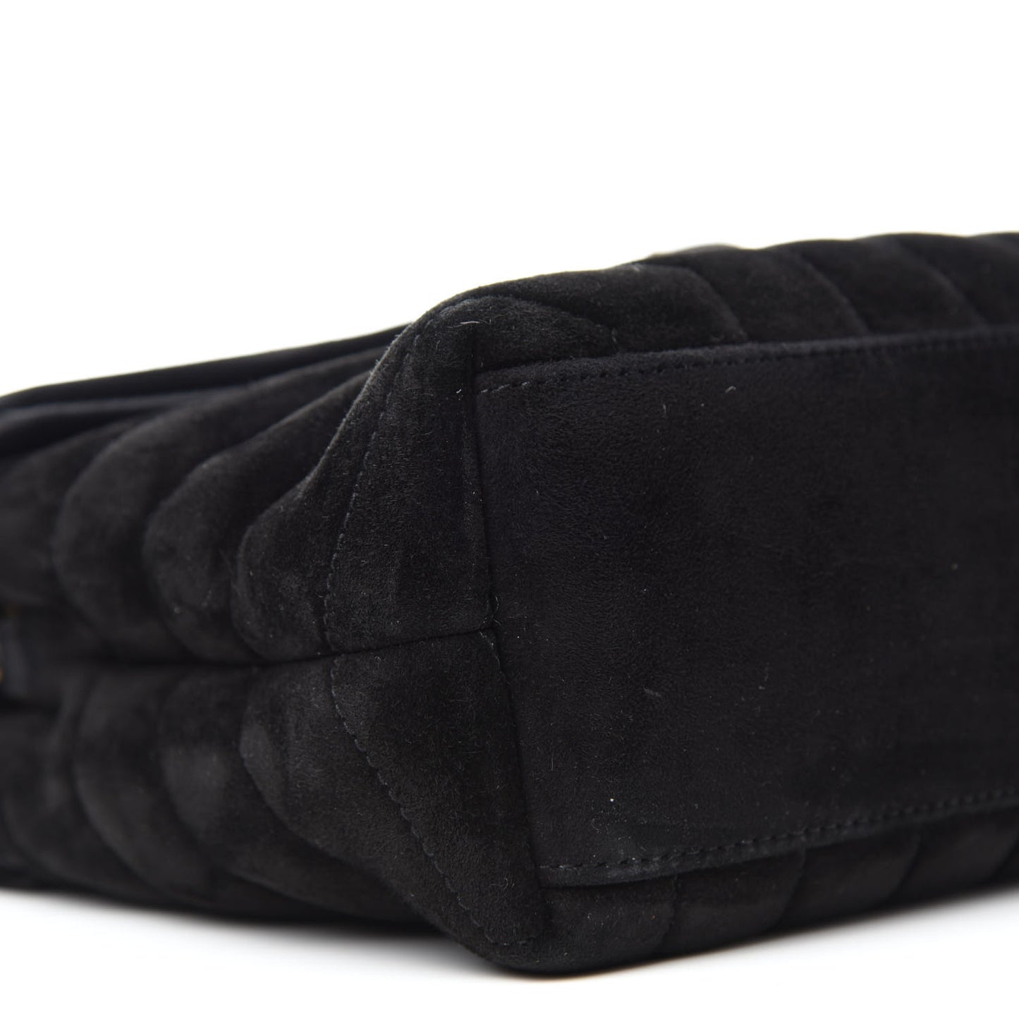 Suede Calfskin Y Quilted Monogram Small Loulou Chain Satchel Black