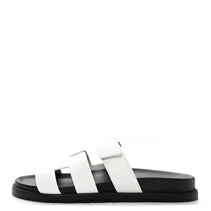 Hermes Calfskin Womens Chypre Sandals 38 White 1 of 9