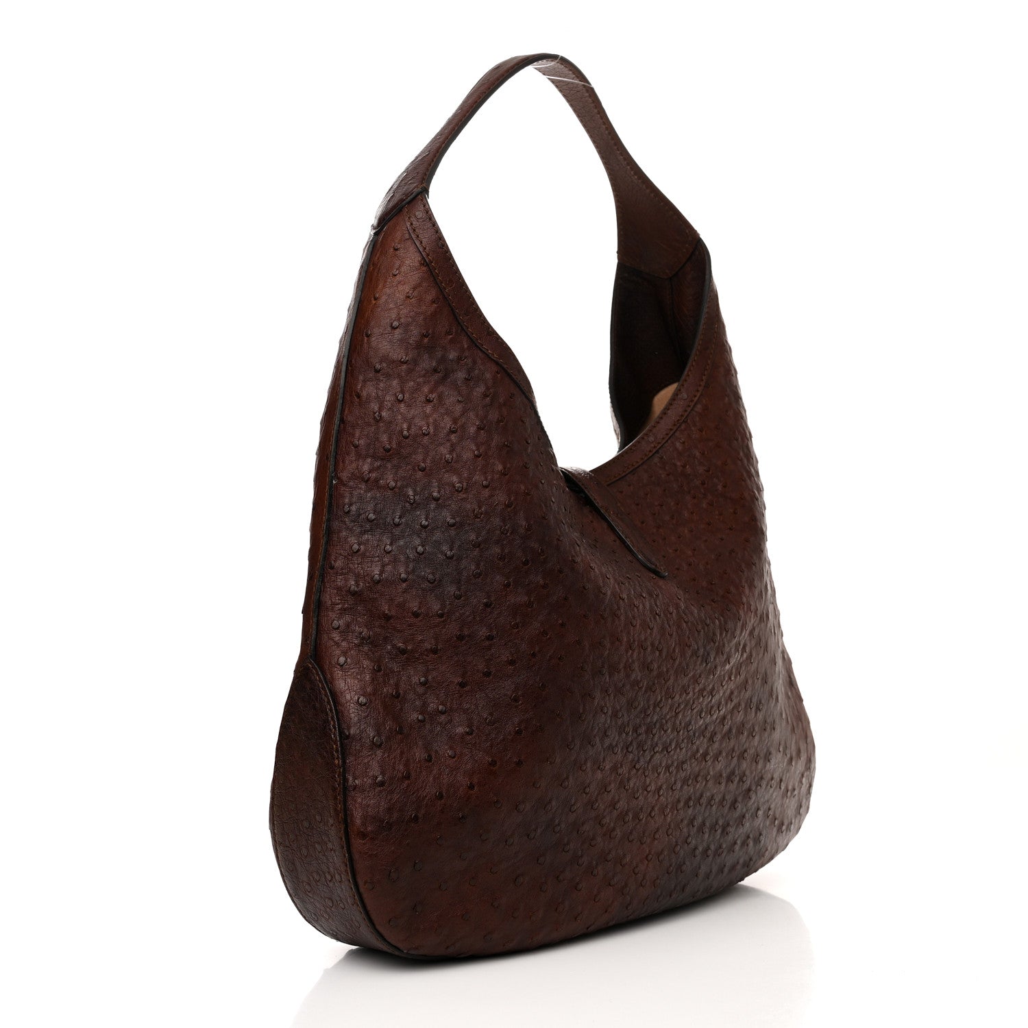 Gucci Soft Ostrich Web Large Jackie Hobo Dark Brown 4 of 11