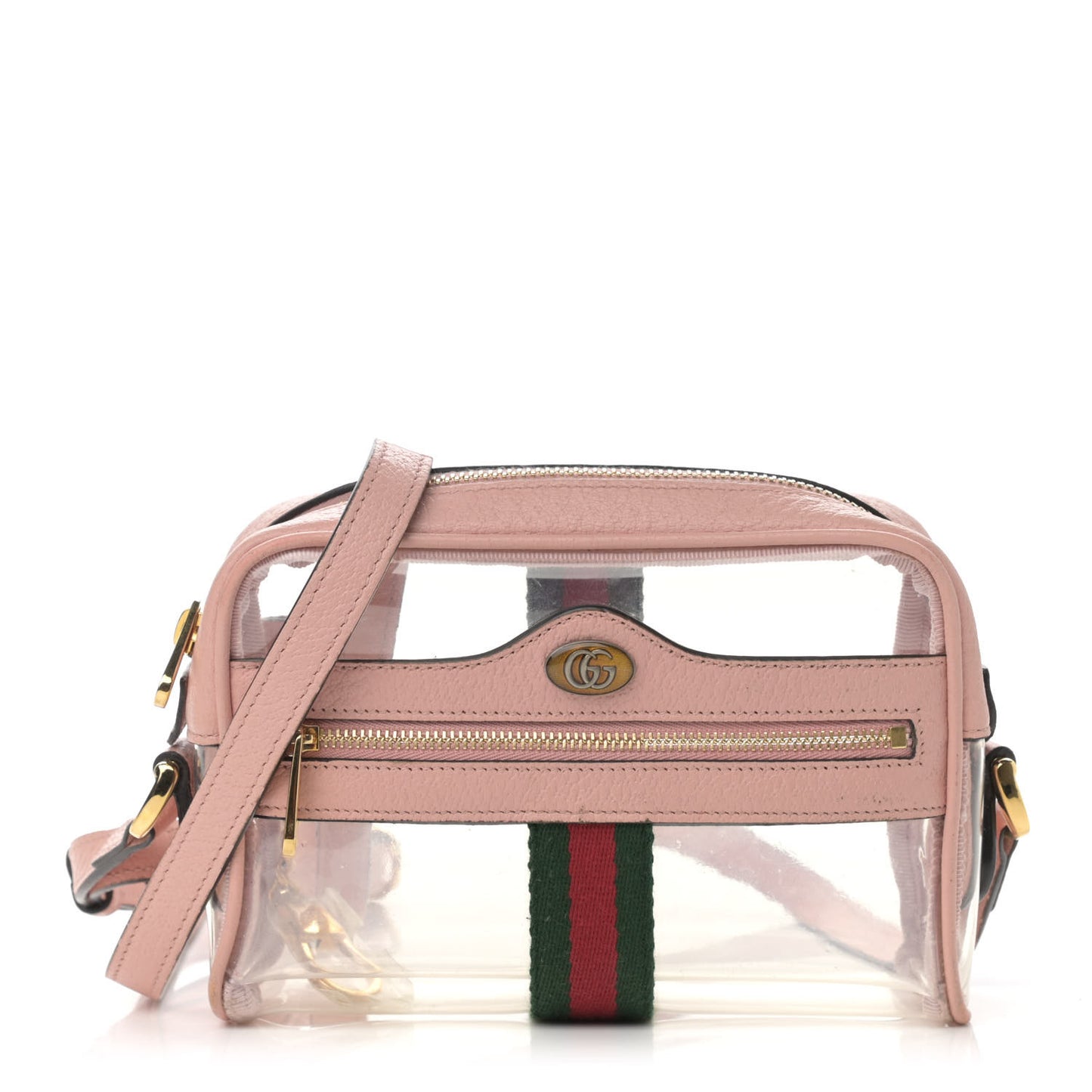 Vinyl Web Mini Ophidia Transparent Shoulder Bag Perfect Pink