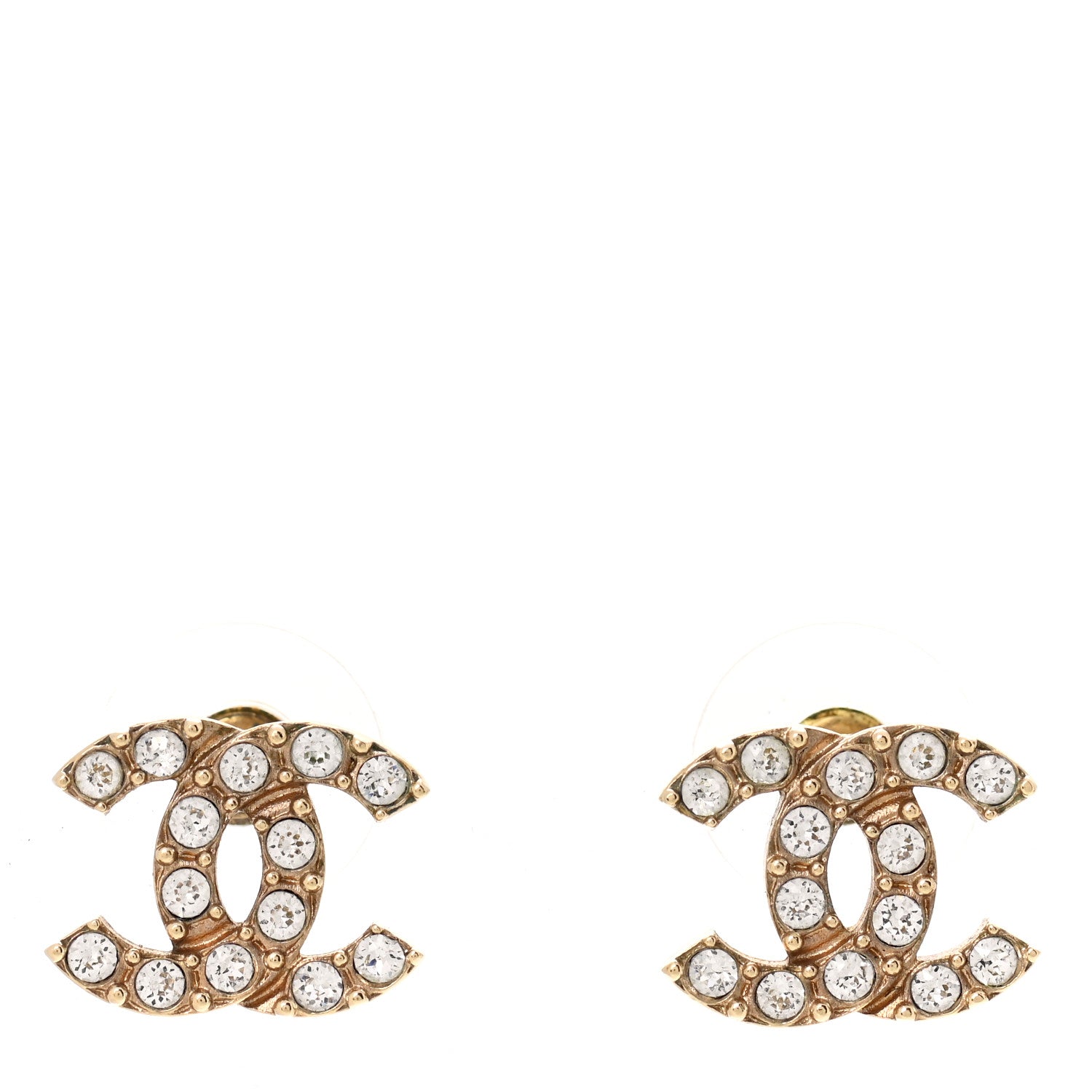 Chanel Crystal CC Earrings Gold 1 of 5